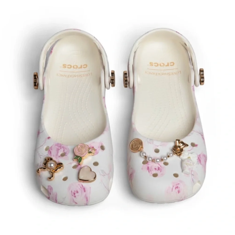 LOVESHACKFANCY x CROCS Romantic Rose Pink Floral Ribbon Mary Jane Ballet Flats 9 - Picture 14 of 15